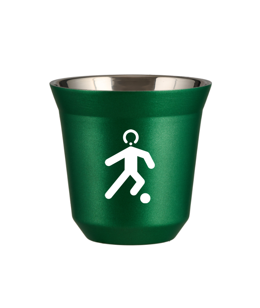 Kubek 80 ml ZIELONY METALIC "Piłka nożna (biały)"