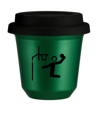 Kubek 80 ml ZIELONY METALIC "Koszykówka (czarny)", z czarną pokrywką Kubek 80 ml ZIELONY METALIC "Koszykówka (czarny)", z czarną pokrywką