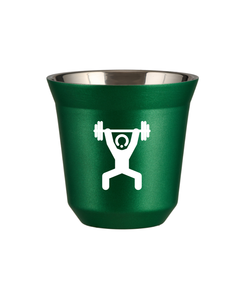 Kubek 80 ml ZIELONY METALIC "Siłacz 1 (biały)"