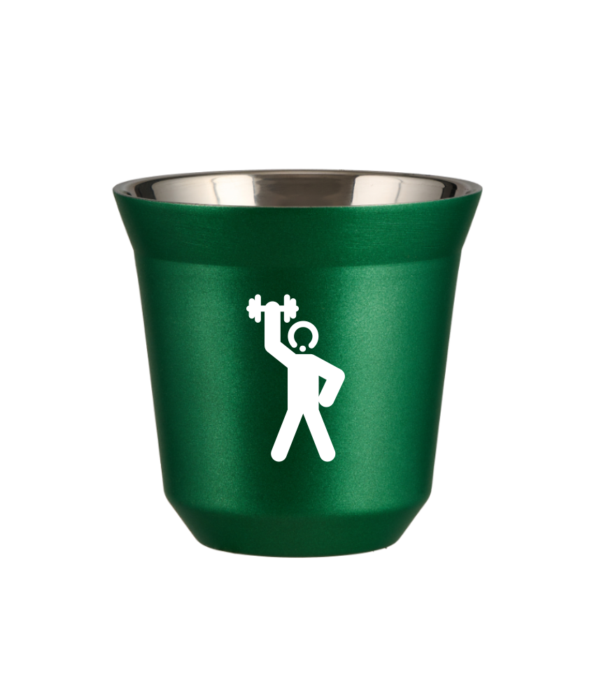 Kubek 80 ml ZIELONY METALIC "Siłacz 2 (biały)"
