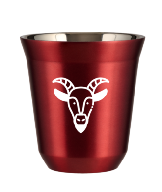 Kubek 80 ml CZERWONY METALIC "Koziorożec (biały)" Kubek 80 ml CZERWONY METALIC "Koziorożec (biały)"