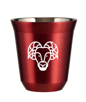 Kubek 80 ml CZERWONY METALIC "Baran (biały)" Kubek 80 ml CZERWONY METALIC "Baran (biały)"