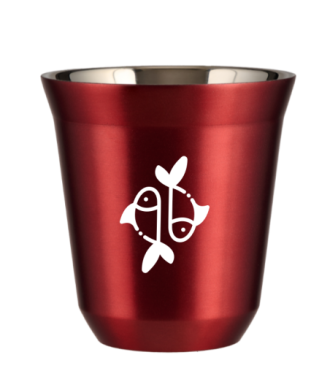 Kubek 80 ml CZERWONY METALIC "Ryby (biały)" Kubek 80 ml CZERWONY METALIC "Ryby (biały)"