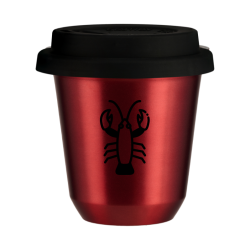 Cup 80 ml METALLIC RED "Cancer", with black lid