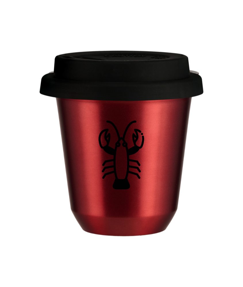 Cup 80 ml METALLIC RED "Cancer", with black lid
