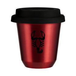 Cup 80 ml METALLIC RED "Scorpio (black)", with black lid