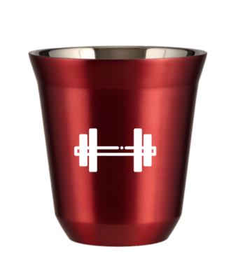 Kubek 80 ml CZERWONY METALIC "Sztanga (biały)" Kubek 80 ml CZERWONY METALIC "Sztanga (biały)"