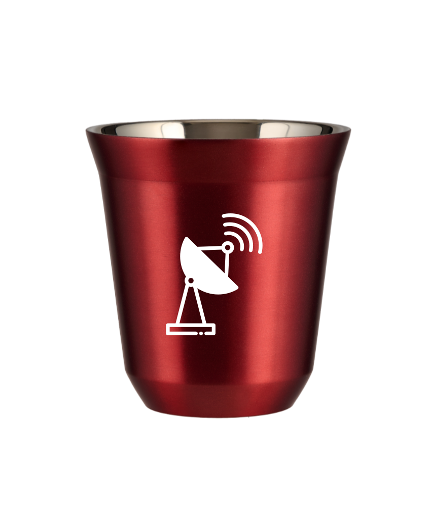 Kubek 80 ml CZERWONY METALIC "Antena (biały)"