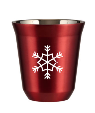 Kubek 80 ml CZERWONY METALIC "Śnieżynka (biały)" Kubek 80 ml CZERWONY METALIC "Śnieżynka (biały)"