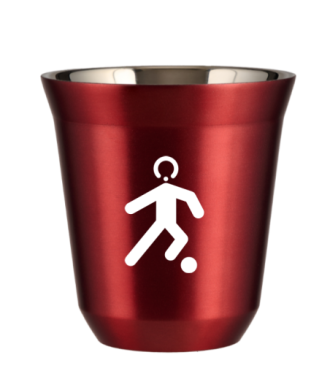 Kubek 80 ml CZERWONY METALIC "Piłka nożna (biały)" Kubek 80 ml CZERWONY METALIC "Piłka nożna (biały)"