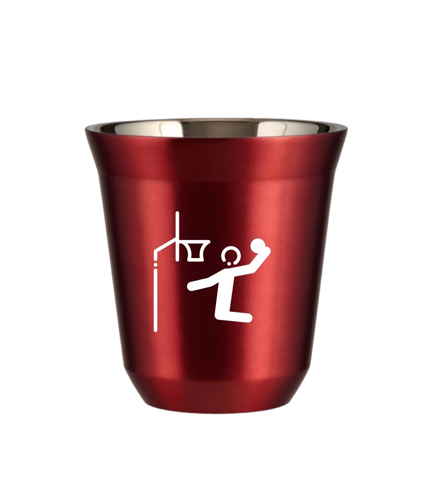 Kubek 80 ml CZERWONY METALIC "Koszykówka (biały)"