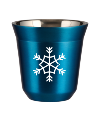 Kubek 80 ml NIEBIESKI METALIC "Śnieżynka (biały)" Kubek 80 ml NIEBIESKI METALIC "Śnieżynka (biały)"