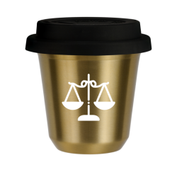 Cup 80 ml GOLD "Libra (white)", with black lid