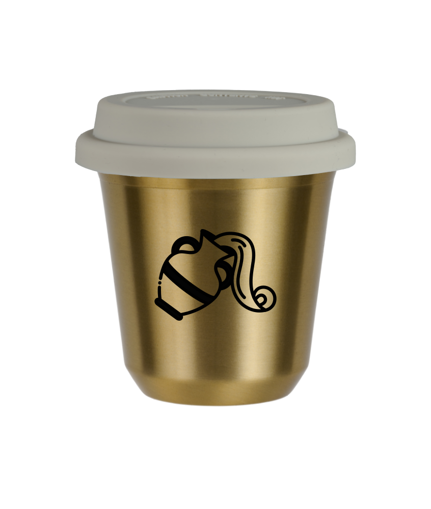 Cup 80 ml GOLD "Aquarius", with white lid