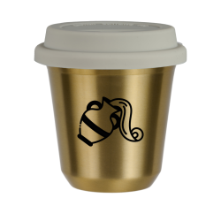 Cup 80 ml GOLD "Aquarius (black)", with white lid
