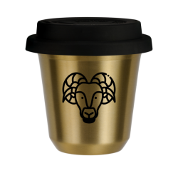 Cup 80 ml GOLD "Aries", with black lid