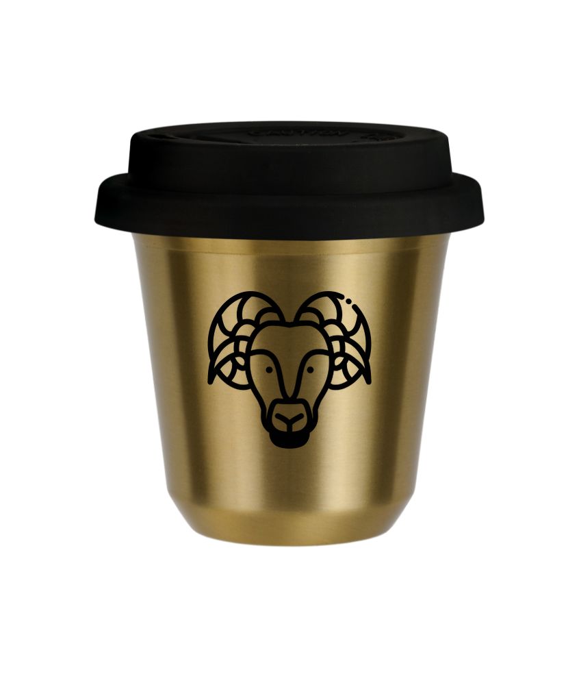 Cup 80 ml GOLD "Aries", with black lid