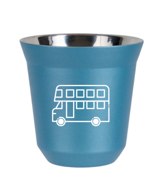 Kubek jasnoniebieski 80 ml, AUTOBUS (bialy)