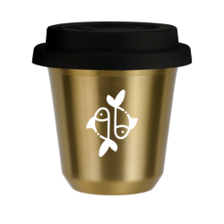 Cup 80 ml GOLD "Pisces (white)", with black lid