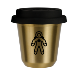 Cup 80 ml GOLD "Astronaut", with black lid