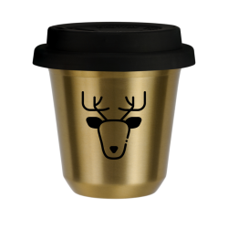 Cup 80 ml GOLD "Reindeer (black)", with black lid