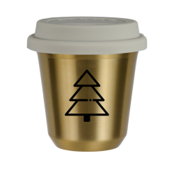 Cup 80 ml GOLD "Christmas tree (black)", with white lid