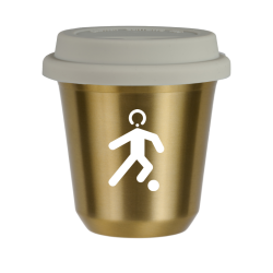 Cup 80 ml GOLD "Football (white)", with white lid