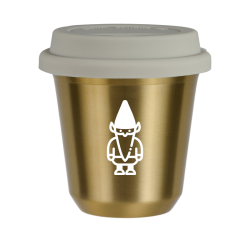 Cup 80 ml GOLD "Dwarf 2 (white)", with white lid