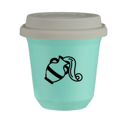 Cup 80 ml TURQUOISE "Aquarius (black)", with white lid