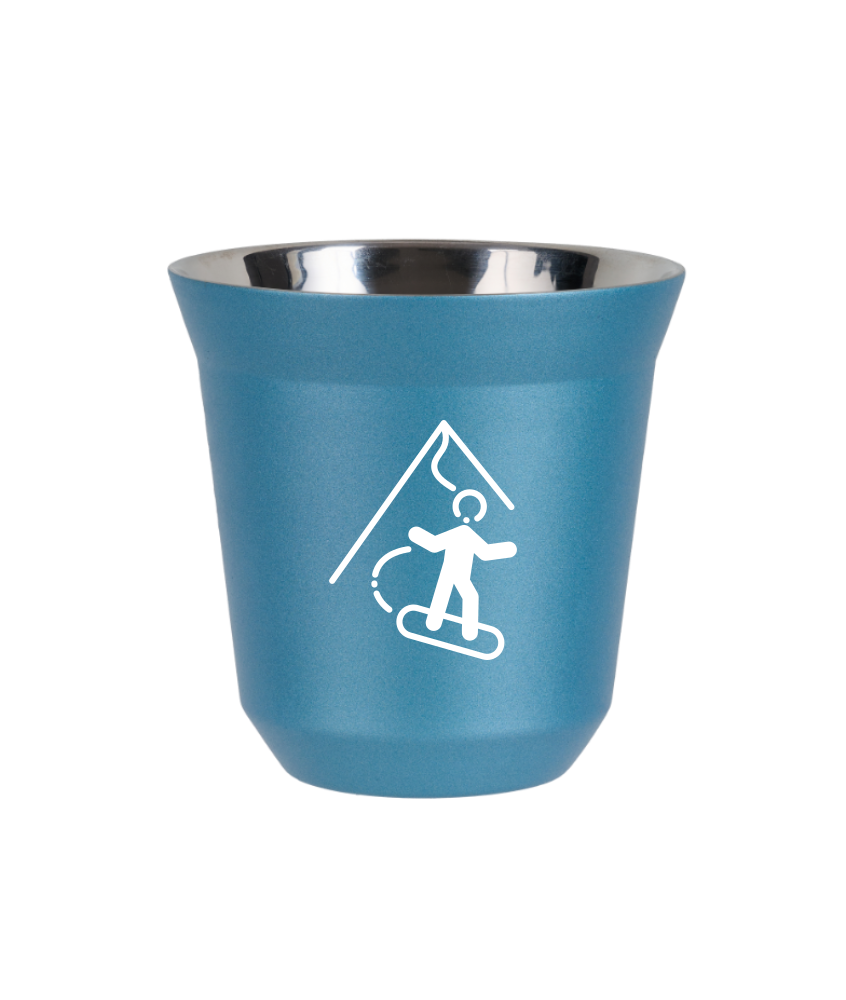 Kubek 80 ml BŁĘKITNY METALIC "Snowboard (biały)"