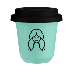 Cup 80 ml TURQUOISE "Virgo", with black lid