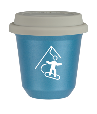Kubek 80 ml BŁĘKITNY METALIC "Snowboard (biały)", z białą pokrywką Kubek 80 ml BŁĘKITNY METALIC "Snowboard (biały)", z białą pokrywką