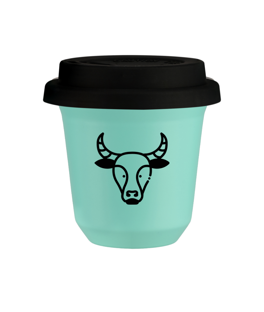 Cup 80 ml TURQUOISE "Taurus", with black lid