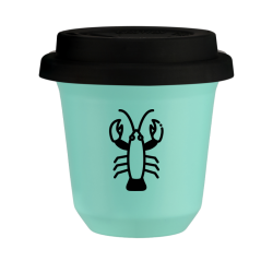 Cup 80 ml TURQUOISE "Cancer (black)", with black lid