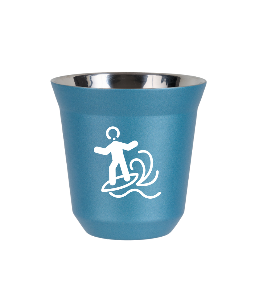 Kubek 80 ml BŁĘKITNY METALIC "Windsurfing (biały)"