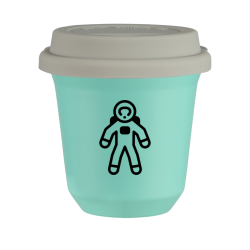 Cup 80 ml TURQUOISE "Astronaut", with white lid