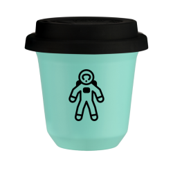 Cup 80 ml TURQUOISE "Astronaut (black)", with black lid