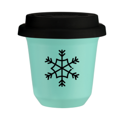 Cup 80 ml TURQUOISE "Snowflake", with black lid
