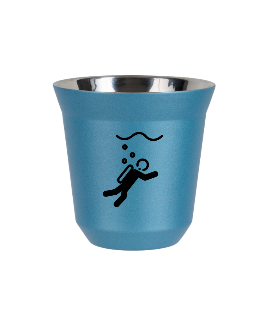 Kubek 80 ml BŁĘKITNY METALIC "Nurkowanie (czarny)"