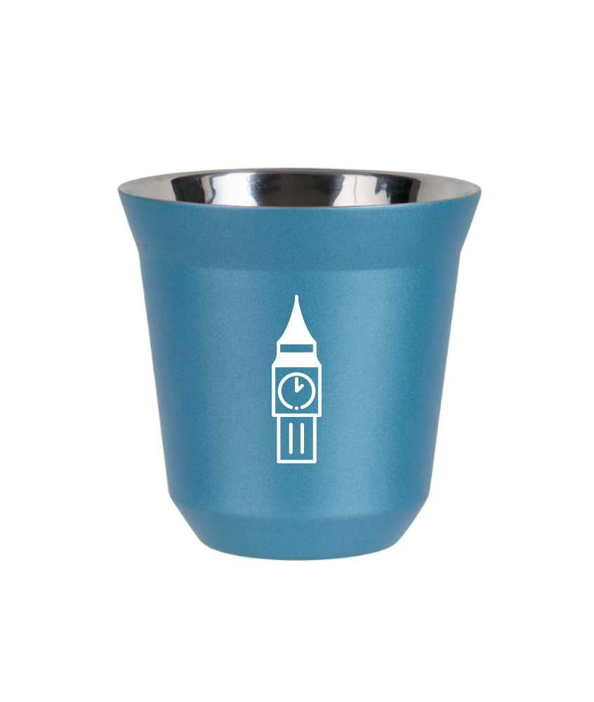 Kubek 80 ml BŁĘKITNY METALIC "BIG BEN (biały)"