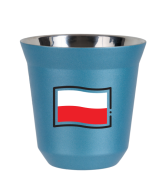 Kubek jasnoniebieski 80 ml, FLAGA POLSKI (czarny)