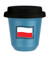 Kubek jasnoniebieski 80 ml, FLAGA POLSKI (czarny) z pokrywka czarna kubek termiczny na kawe | 70,00 zł