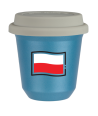 Kubek jasnoniebieski 80 ml, FLAGA POLSKI (czarny) z pokrywka biala kubek termiczny na kawe | 70,00 zł