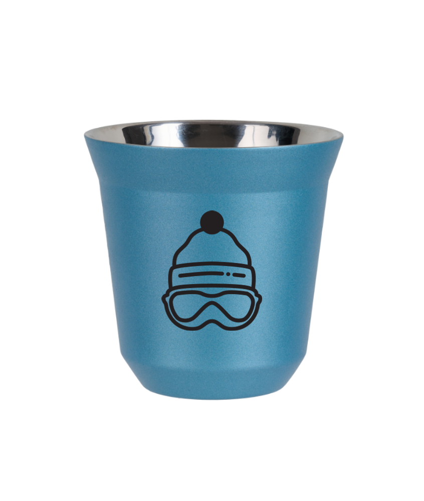 Kubek 80 ml BŁĘKITNY METALIC "Czapka"