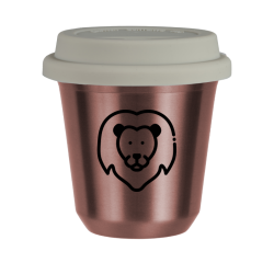 Cup 80 ml ROSE GOLD "Leo (black)", with white lid