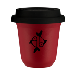 Cup 80 ml RED "Pisces (black)", with black lid