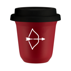 Cup 80 ml RED "Sagittarius (white)", with black lid