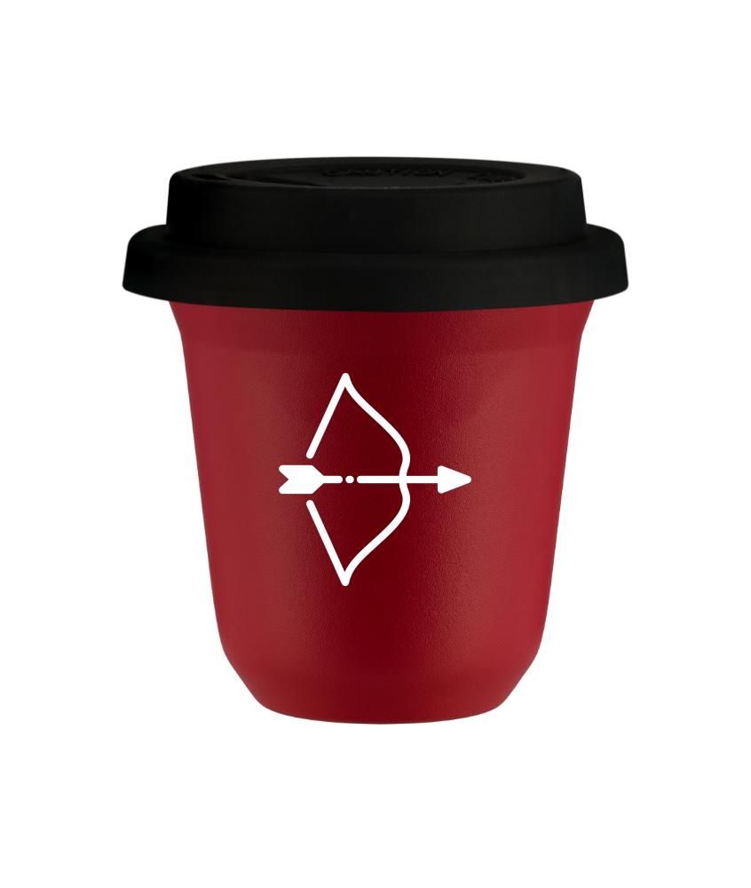Cup 80 ml RED "Sagittarius (white)", with black lid