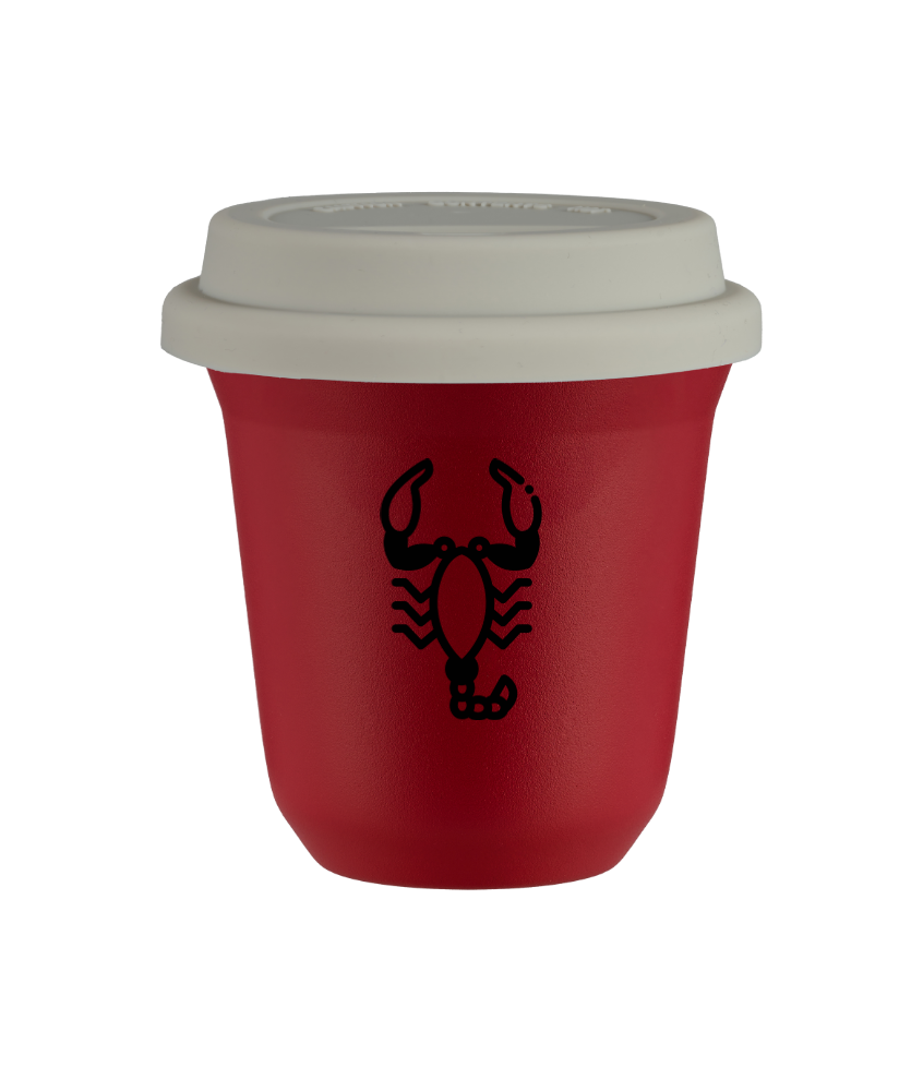 Cup 80 ml RED "Scorpio", with white lid