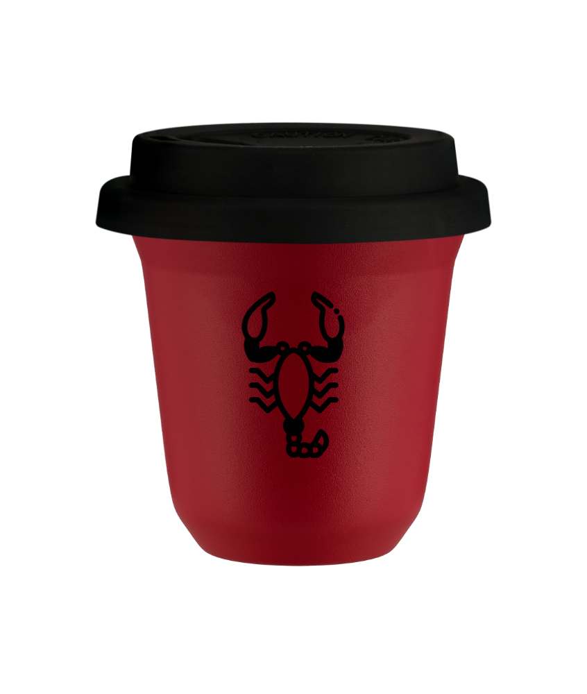 Cup 80 ml RED "Scorpio (black)", with black lid